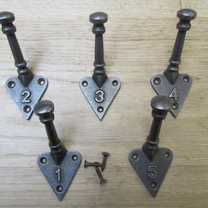 Cast iron Rustic Hat & coat hook PACK OF 5 robe hook vintage old English Victorian retro pegs Antique iron finish