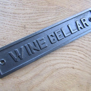 Rustic iron plaque WINE CELLAR  Solid Cast iron vintage rustic plaque sign notice plate sign plaque emblem