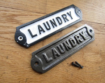 Rustikales Eisenschild LAUNDRY Room Massives Gusseisen Vintage rustikales Schild Wandtürschild Plakette Emblem Geschenk