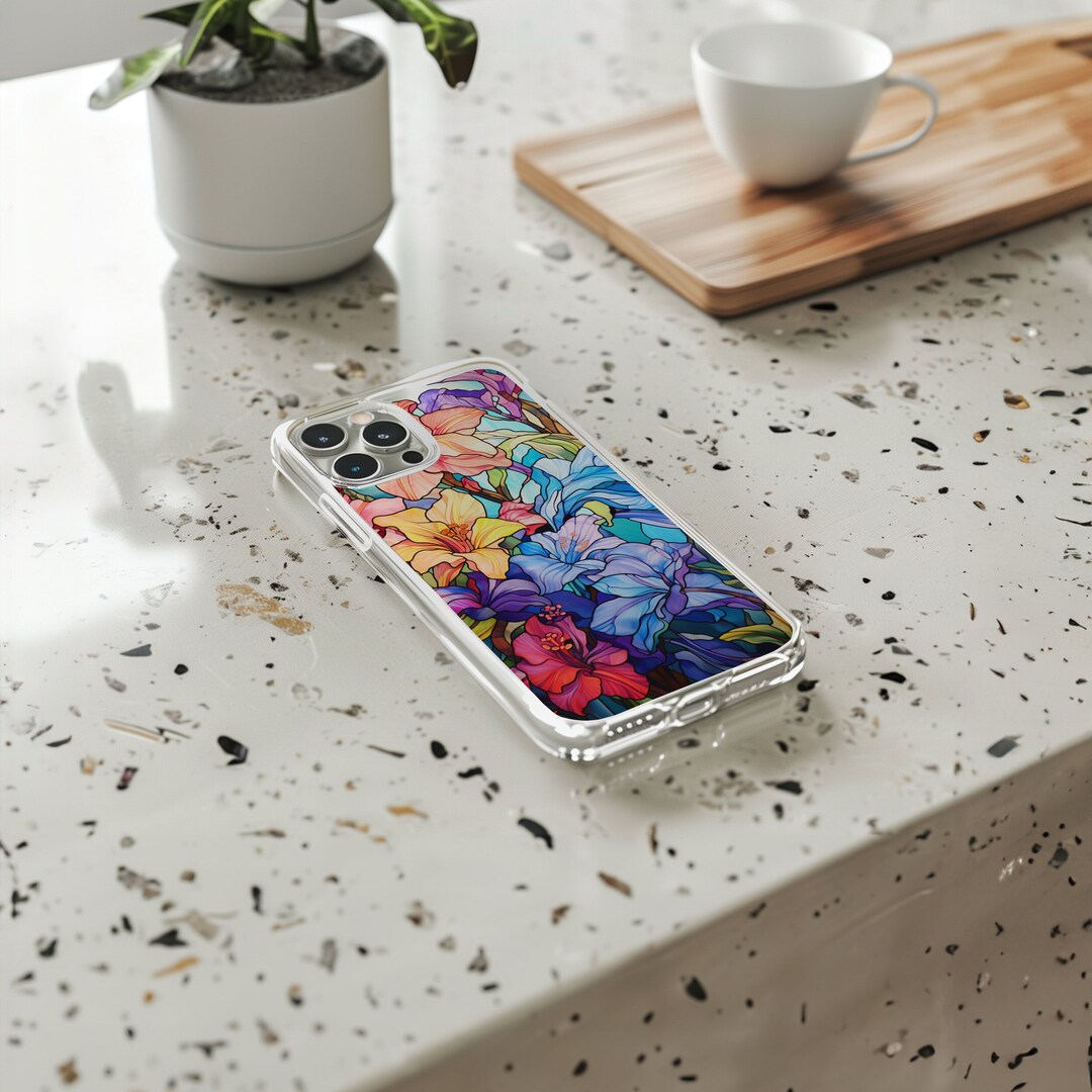 Clear iPhone Case Flower Phone Case Stained Glass iPhone 14 Wildflower ...