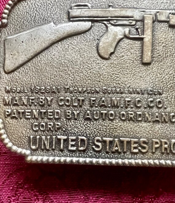 Belt Buckle Thompson Submachine Gun Colt Gem