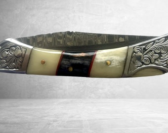 Pocket Knife Custom Damascus Handmade (Folding Knife)