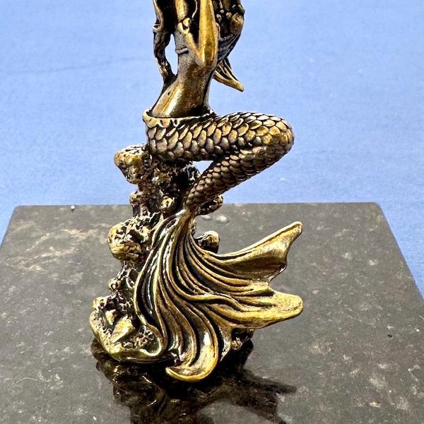 Brass Mermaid Tea Pet-Sculpture 2.75 Inches Tall