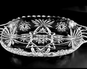 Plato para aperitivos vintage Anchor Hocking con compartimentos y diseño de la Estrella de David.
