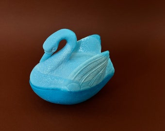 Ząbkowice vintage rare blue glass swan tureen