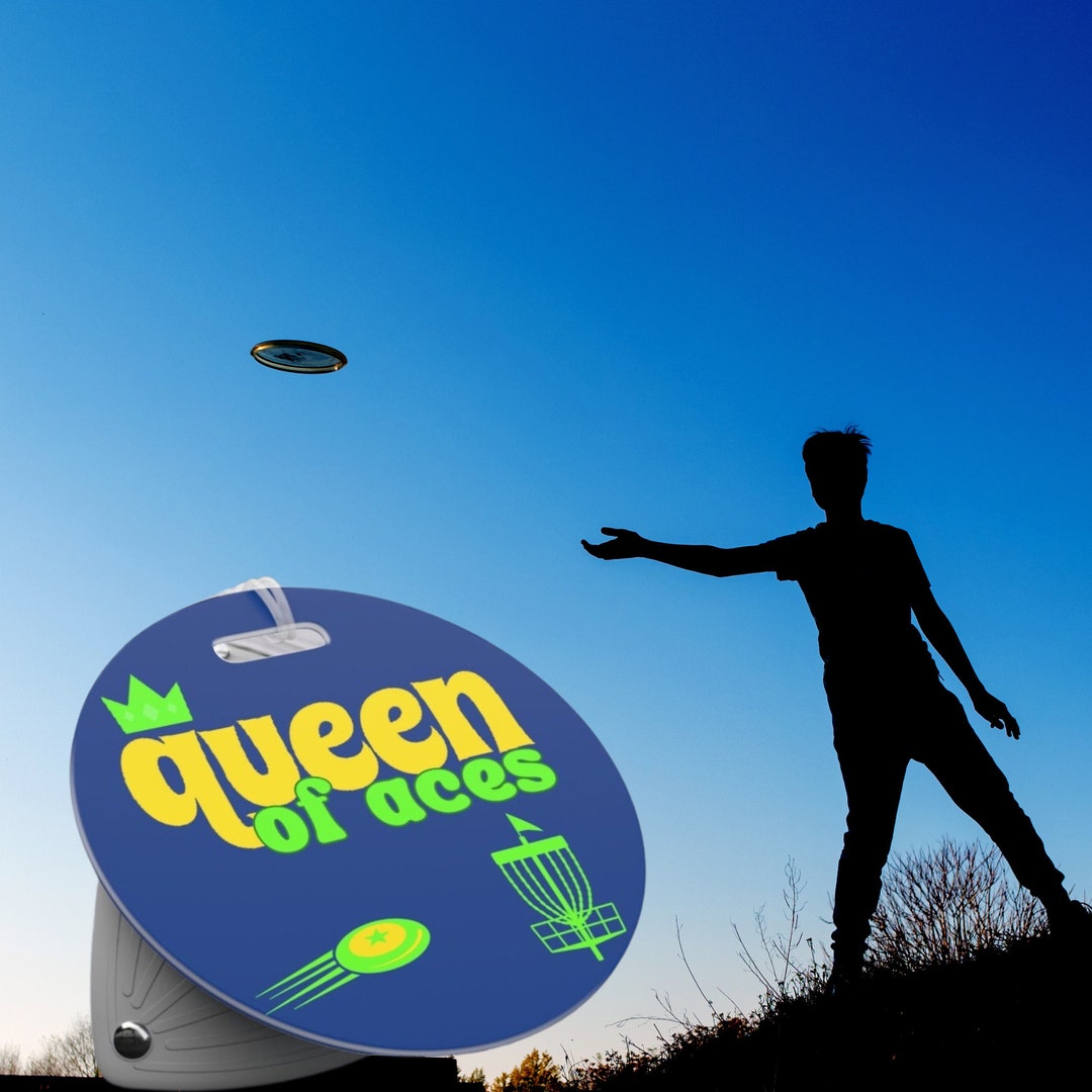 disc-golf-bag-tag-queen-of-aces-frisbee-golf-cart-tag-etsy