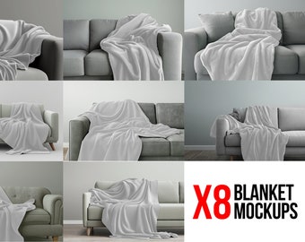 Mockup Blanket Pack x8 - Blanket on Couch - Hight Resolution