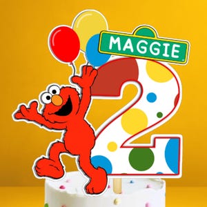 Elmo&#39;s World Geburtstagstorte Topper, Sesamstraße, personalisierte PNG (Digitaler Download)