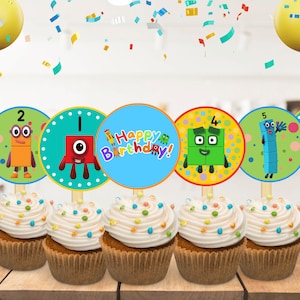 Numberblocks  PNG file ready to print Birthday Cupcake topper.