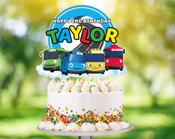 Garaje Tayo Little Bus Cake topper para cumpleaños. Imprimir en casa, archivo digital, svg, png.