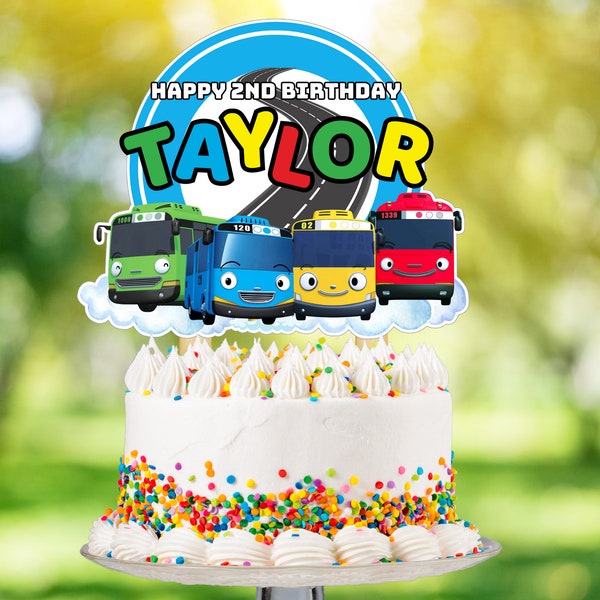 Tayo Little Bus garage Cake topper for birthday. Print at home, digital file, svg, png.