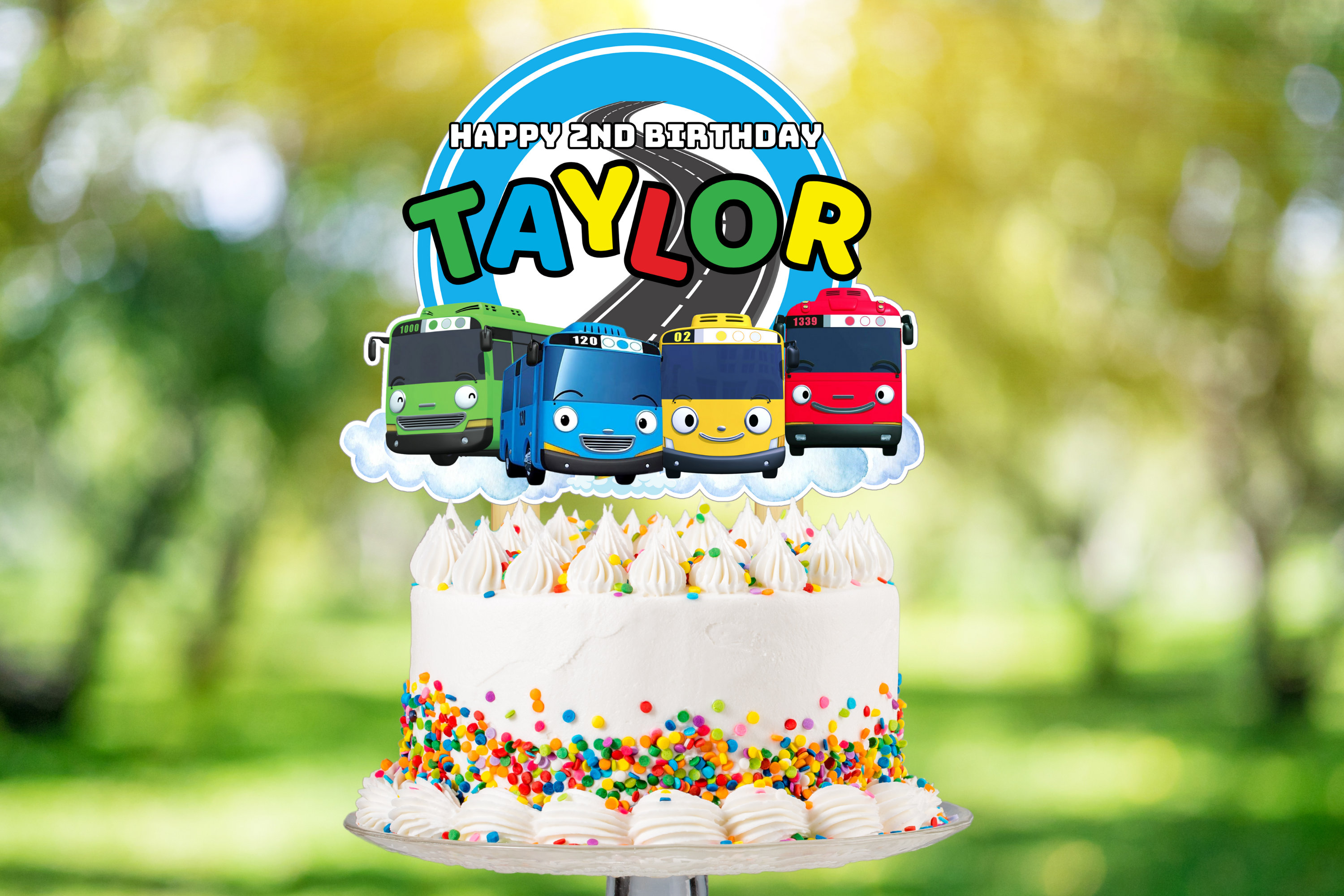Tayo Little Bus garage Cake topper for birthday. Print at home, digital file, png.