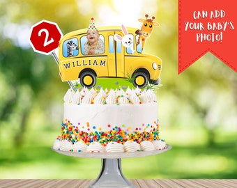 The wheels on the bus PNG, Customizable cake topper for birthday