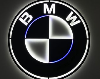 Letrero LED metálico de BMW, decoración de garaje, letrero de BMW, decoración de coches, logotipo LED de BMW, decoración de galería de letreros de BMW, decoración de cuevas y garajes, regalo para él