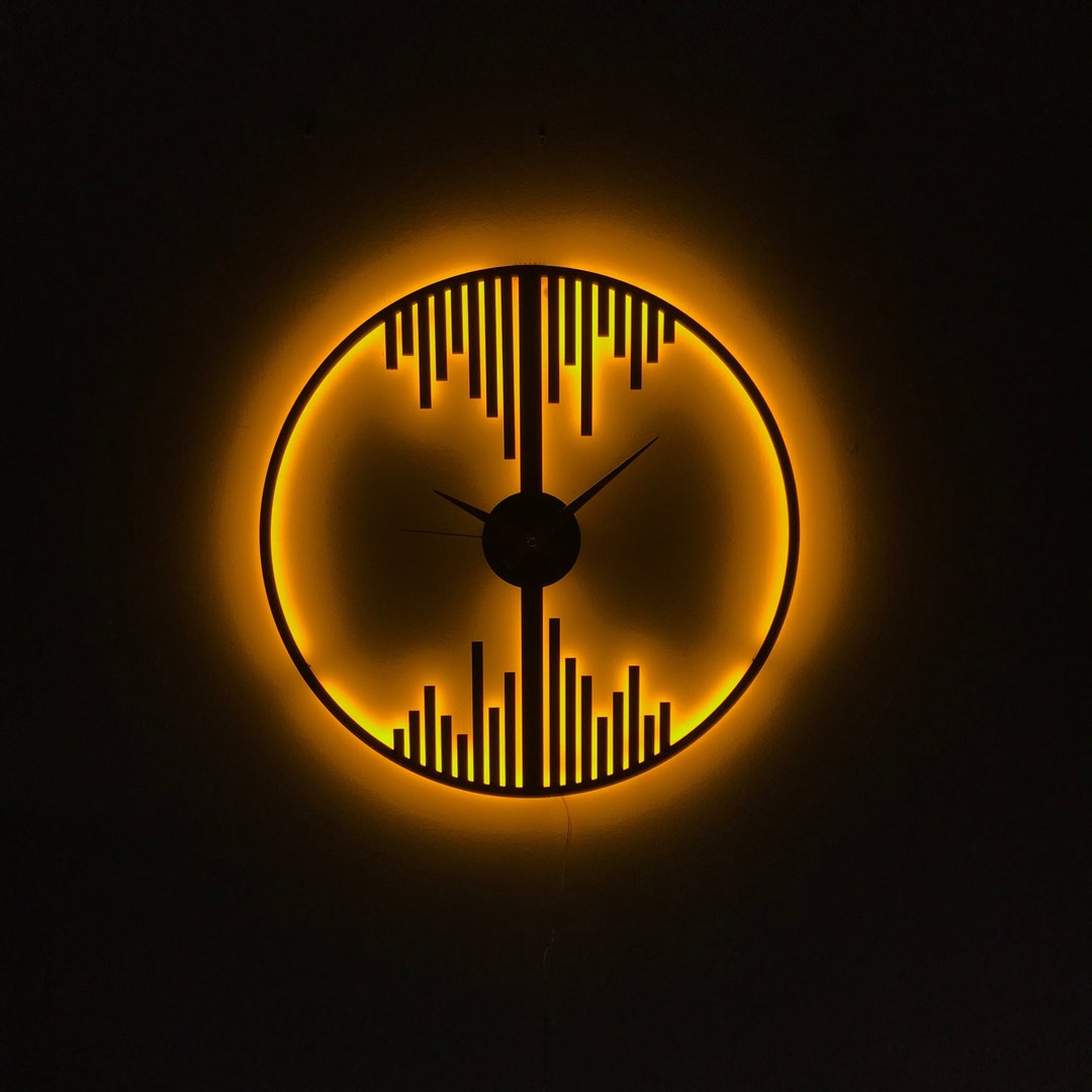 Led Lighted Music Wall Clock, Led Lighted Wall Decor, Modern Led Clock, Metal Led Wall Clock
