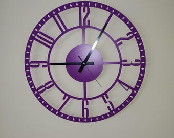 Unique colorful Wall Clock,  Wall Decor, Modern silent Clock, Purple  Wall Clock, Bedside Clock, Housewarming Gift, Gift for her
