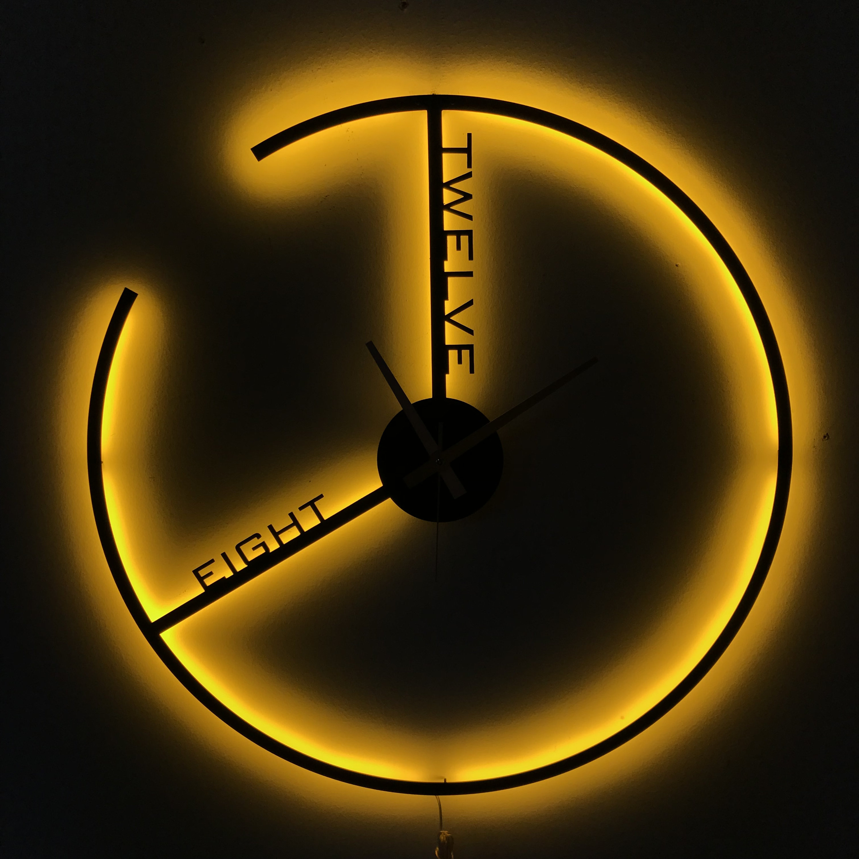 Unique Led Wall Clock, Led Lighted Wall Decor, Modern Led Clock, Metal Led Wall Clock, Bedside