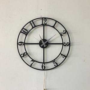 Lighted Wall Decor, Unique Led Wall Clock, Modern Led Clock, Metal Wall Clock, Housewarming Gift, Gift for her, silent wall clock,led sign