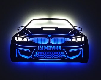 Custom Car view, Led Lighted BMW M4 Car Front Wiew, Custom Metal Car Sign, Car wiew, Car Wall Art, Car Gift For Him