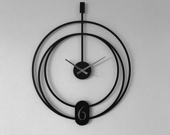 Silent Metal Wall Clock, Unique Wall Clock, Minimalist Wall Decor, Six Numeral Modern Clock, Housewarming Gift, Gift for her, Cool clock
