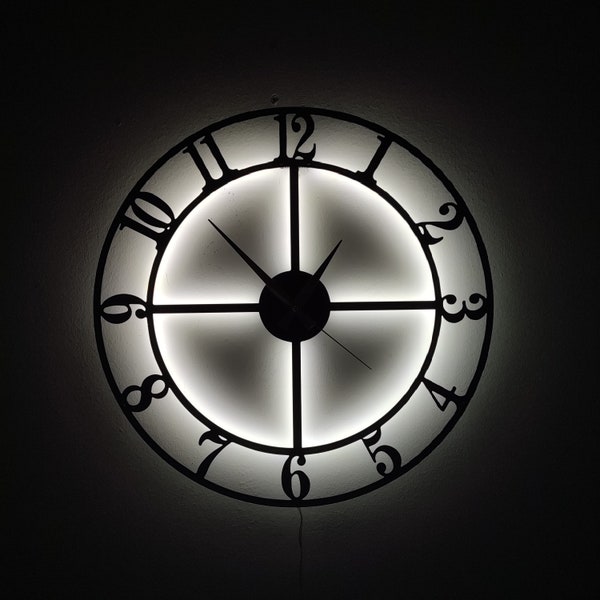 Decorazione da parete illuminata, Orologio da parete a LED unico, Orologio a LED moderno, Orologio da parete in metallo, Regalo di inaugurazione della casa, Regalo per lei, orologio da parete silenzioso, insegna a LED