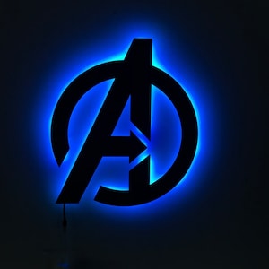 The Avengers RGB Sign, Super Heroes Led Lighted Sign, Avengers Assemble Logo, Avengers Gift, Avengers Sign, Gift for son