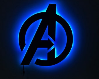 The Avengers RGB Sign, Super Heroes Led Lighted Sign, Avengers Assemble Logo, Avengers Gift, Avengers Sign, Gift for son