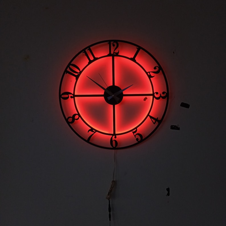 Lighted Wall Decor, Unique Led Wall Clock, Modern Led Clock, Metal Wall