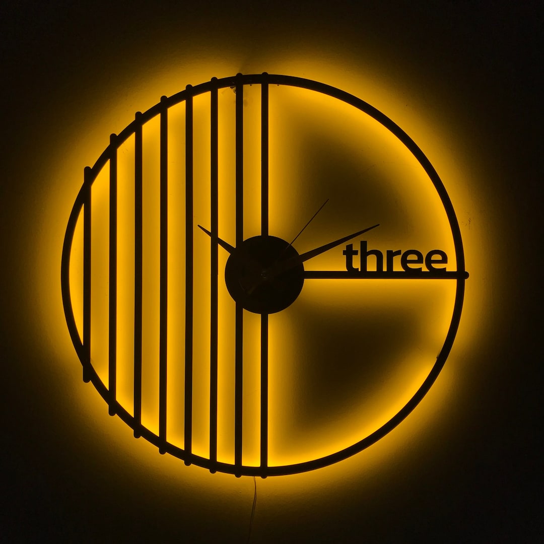 Led Lighted Wall Clock, Led Lighted Wall Decor, Modern Led Clock, Metal