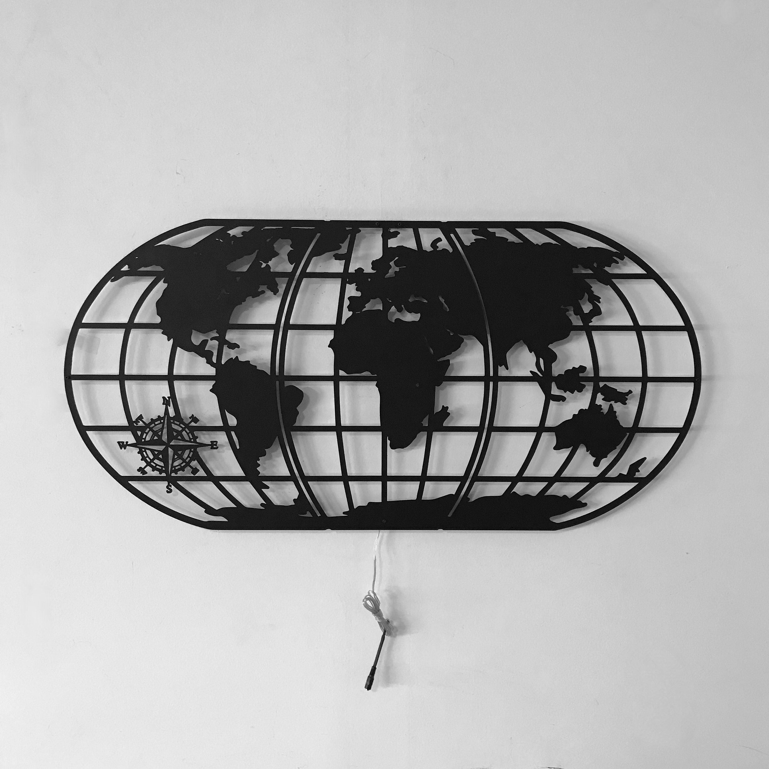 World map metal led wall art led map decor led metal sign etsy uk