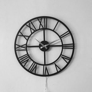 Unique Led Wall Clock, Led Lighted Wall Decor, Modern Led Clock, Metal Led Wall Clock, Roman Numeral Clock, Housewarming Gift, Gift for her