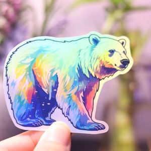Holografische ijsbeer dieren sticker regenboog sticker laptop white cub glanzend handgemaakte retro Bujo psychedelische scrapbooking planner schattig kawaii