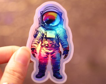 Holographic Astronaut Sticker, Shiny Space Decal for Laptop, Magnet