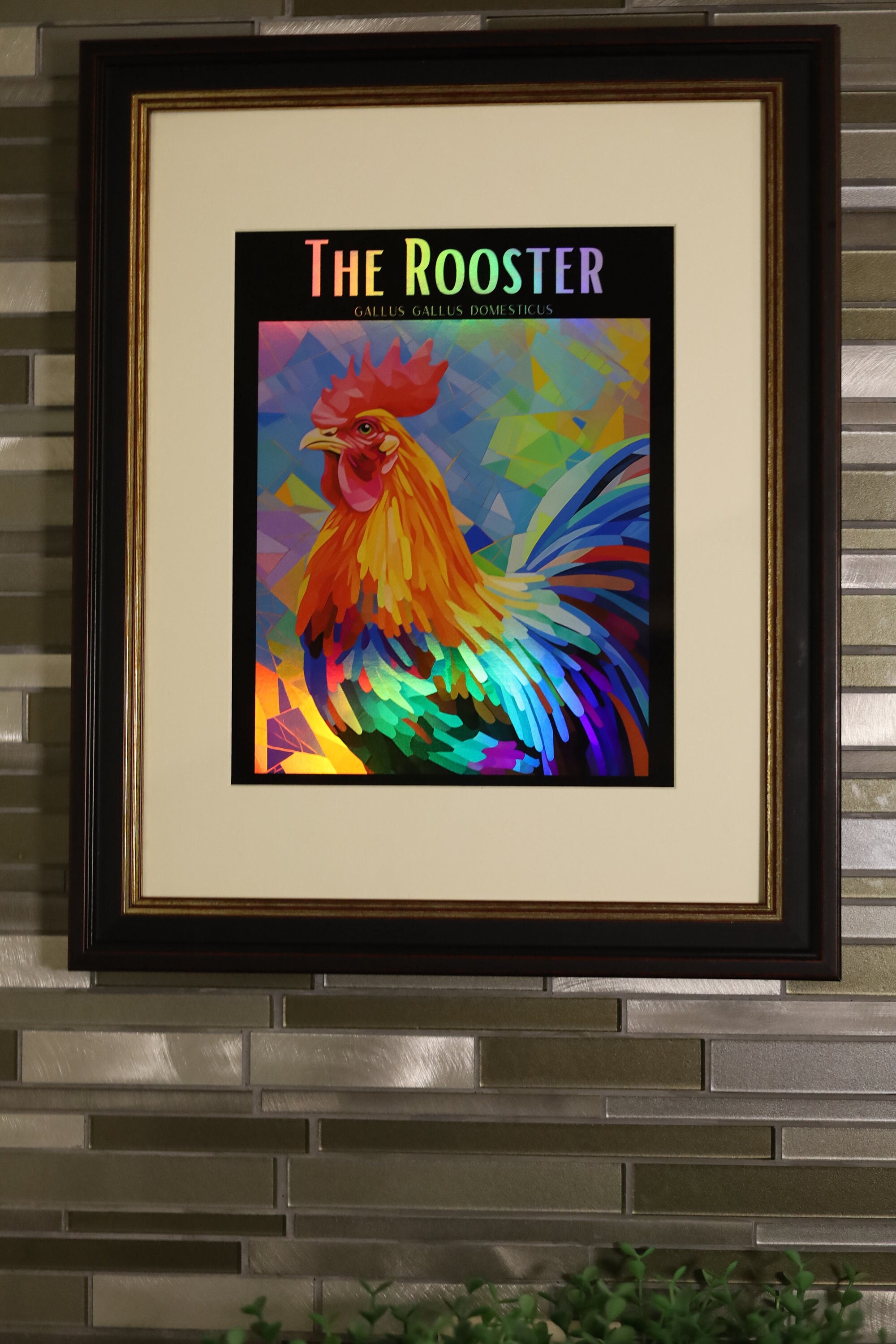 Holographic Rooster Wall Art Print Sticker Rainbow Decal Laptop farm Shiny Handmade Scrapbooking Planner Chicken poultry gift