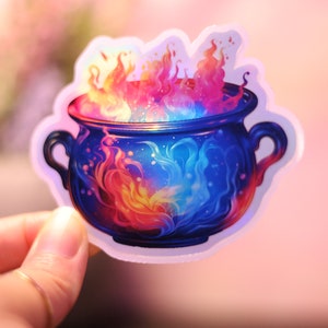 Holographic Cauldron Sticker Rainbow Decal Laptop Hydro Shiny Handmade Die-Cut BuJo Scrapbook Planner Halloween Witch Potion Brew Wizard Fun