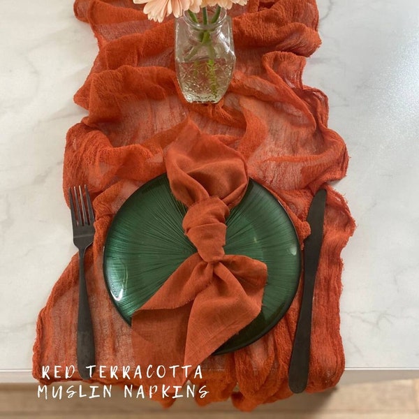 Rust terracotta boho wedding cotton napkins in decoration Rustic centerpieces for tables set napkins