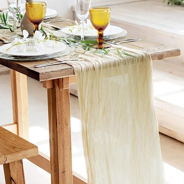 Sand ceremony boho wedding cheesecloth table runner, Wedding arch tape, Rustic wedding centerpiece