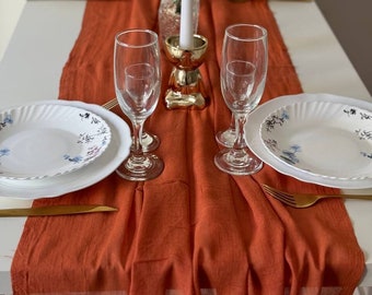 Centres de table en terre cuite rouge pour mariage, chemin de table élégant, décoration bohème de fête de mariage