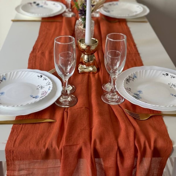 Centres de table en terre cuite rouge pour mariage, chemin de table élégant, décoration bohème de fête de mariage