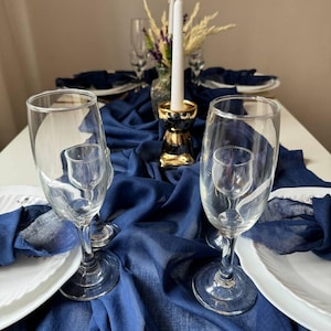 Navy Blue Cotton Gauze Table Runner: Beach Wedding Decor