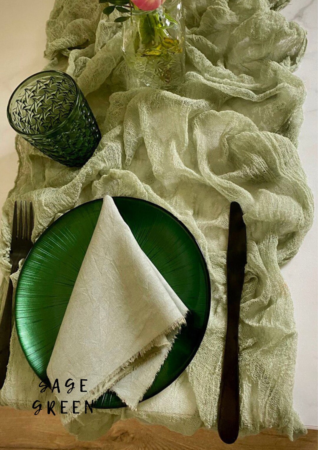 Sage Green Cotton Table Napkins Boho Wedding Decor Muslin Etsy UK