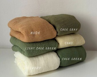 Sage Green Boho Rustic Home Decor: Cheesecloth Gauze Table Runner for Everyday Styling