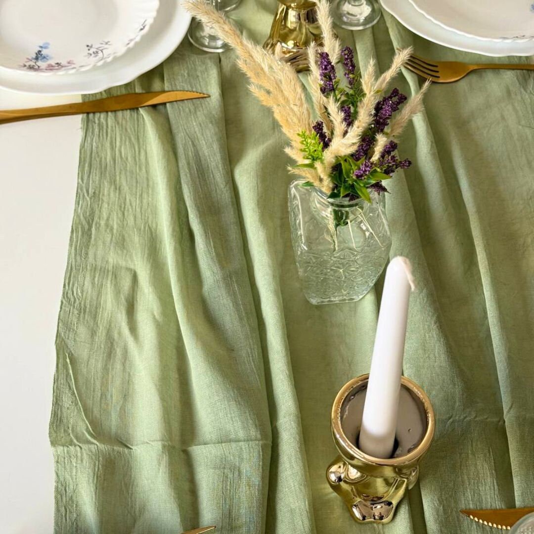 Sage Green Boho Wedding Cheesecloth Table Runners, Wedding Arch Decor ...