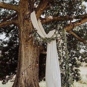 Decorazioni per matrimonio bianche, drappeggio per arco nuziale natalizio, runner da tavolo in garza boho