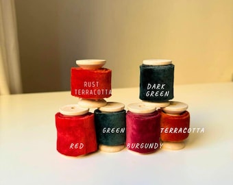 Hand Dyed Silk Velvet Ribbon: Frayed Edge Wedding Decor