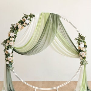 Sage Green cheesecloth table runner, Boho green centerpieces for table runner, Woodland forest ceremony arch drape backdrop image 1