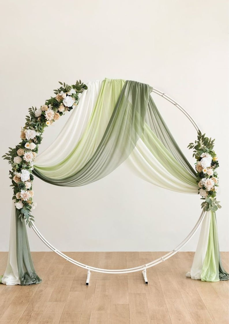 Sage Green cheesecloth table runner, Boho green centerpieces for table runner, Woodland forest ceremony arch drape backdrop image 1