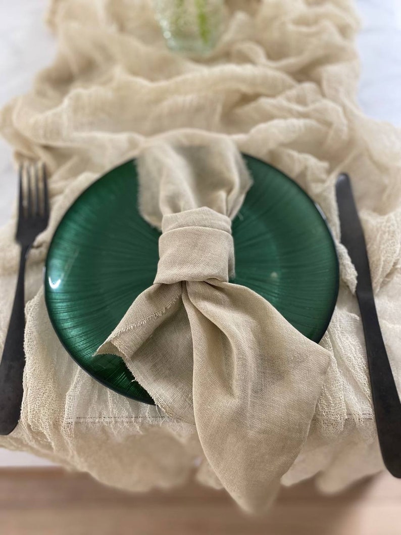 Light Beige Cotton Table Napkins, Boho Wedding Decor, Muslin Cloth