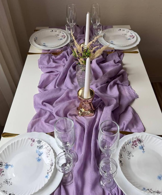 Käsetuch Tischläufer Lavendel Lila Hochzeit: Boho Bogen Drapieren Flieder Brautdusche Gaze