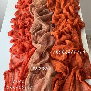 Runner da tavolo in garza di terracotta per matrimonio autunnale, decorazioni per archi per cerimonie nuziali autunnali